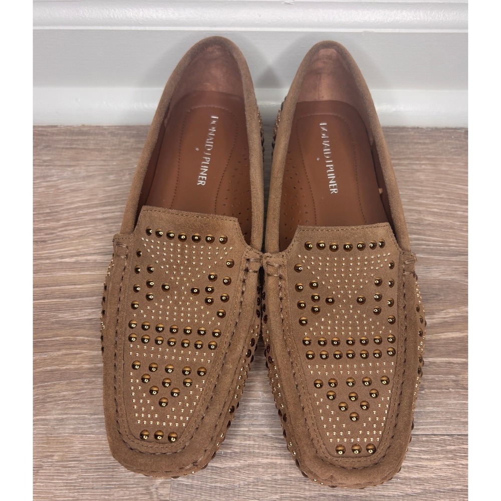 Donald J Pliner‎ Tan Suede Studded Loafers Driving Mocs Womens 7M Fall Slip On